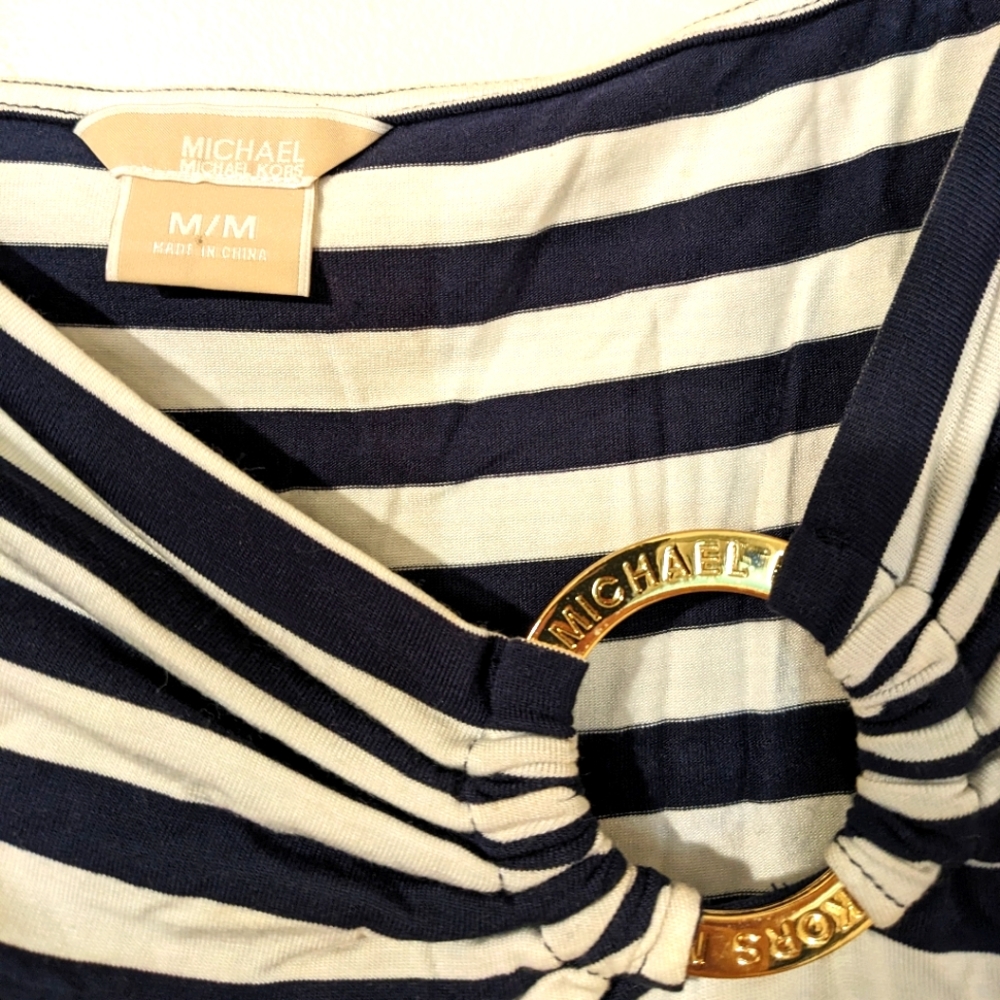 Michael Kors Blue and White Stripes Top M